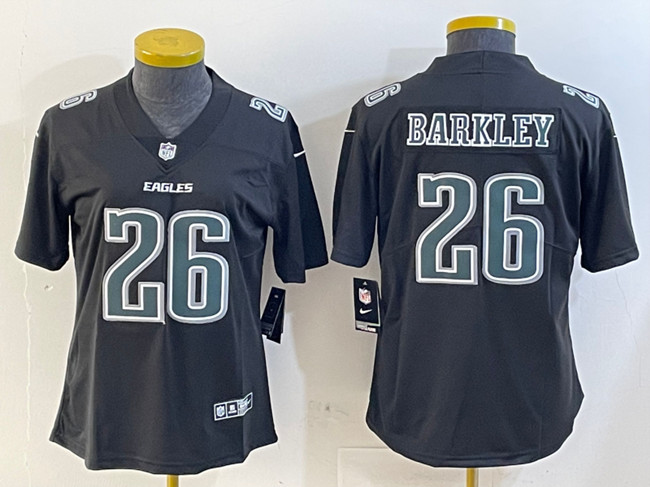 Women's Philadelphia Eagles #26 Saquon Barkley Black Fashion Vapor Untouchable Limited Stitched Football Jersey(Run Small)