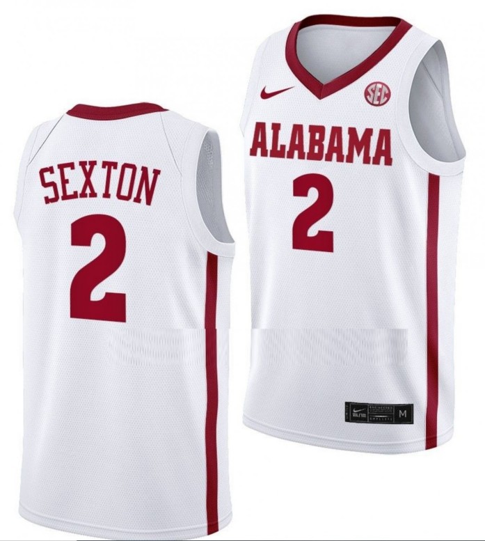 Men's Alabama Crimson Tide #2 Collin Sexton College Basketball White Stitched Jersey