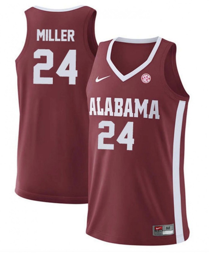 Men's Alabama Crimson Tide #24 Brandon Miller College Basketball Replica Crimson Stitched Jersey