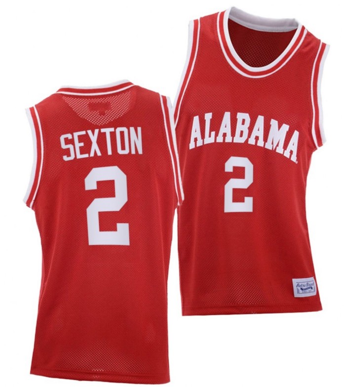 Men's Alabama Crimson Tide #2 Collin Sexton College Basketball Red Throwback Stitched Jersey