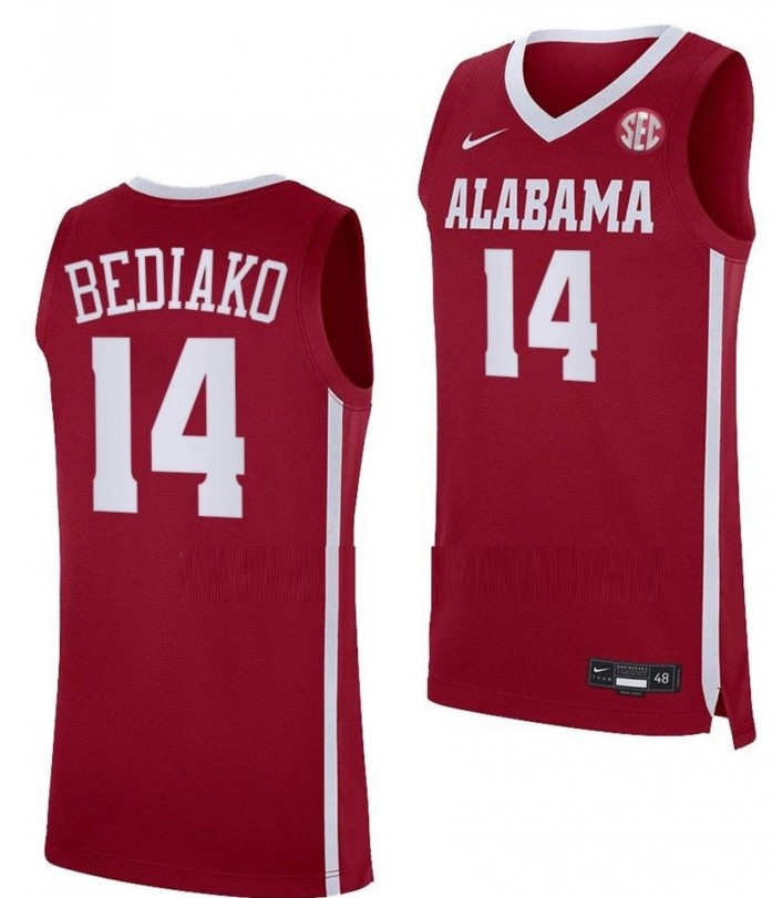 Men's Alabama Crimson Tide #14 Charles Bediako College Basketball Crimson Stitched Jersey