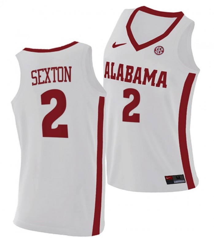 Men's Alabama Crimson Tide #2 Collin Sexton College Basketball Replica White Stitched Jersey