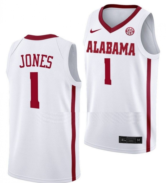 Men's Alabama Crimson Tide #1 Herbert Jones College Basketball White Stitched Jersey