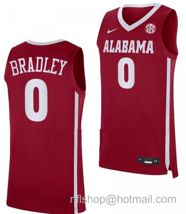 Men's Alabama Crimson Tide #0 Jaden Bradley College Basketball Crimson Stitched Jersey