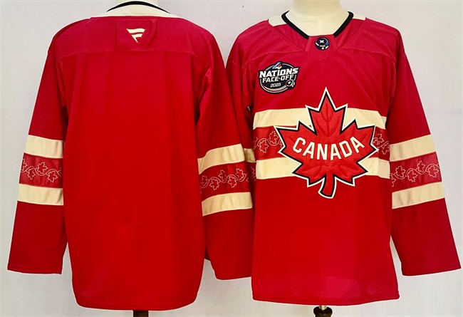 Men's Canada Blank Red 2025 4 Nations Face-Off Premium Stitched Jersey