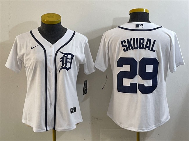 Women's Detroit Tigers #29 Tarik Skubal White Cool Base Stitched Baseball Jersey(Run Small)