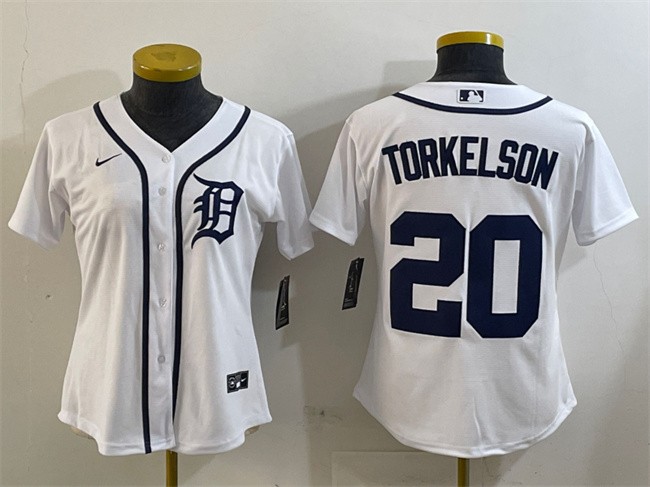 Women's Detroit Tigers #20 Spencer Torkelson White Cool Base Stitched Baseball Jersey(Run Small)