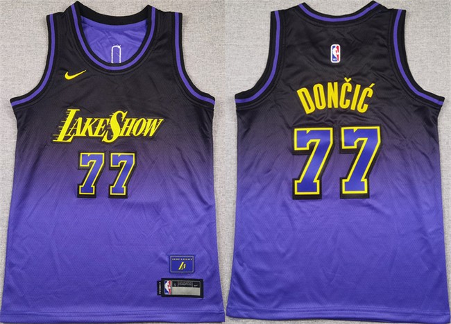 Youth Los Angeles Lakers #77 Luka Doncic Purple 2024-25 City Edition Stitched Basketball Jersey