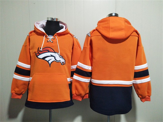 Men's Denver Broncos Blank Orange Ageless Must-Have Lace-Up Pullover Hoodie