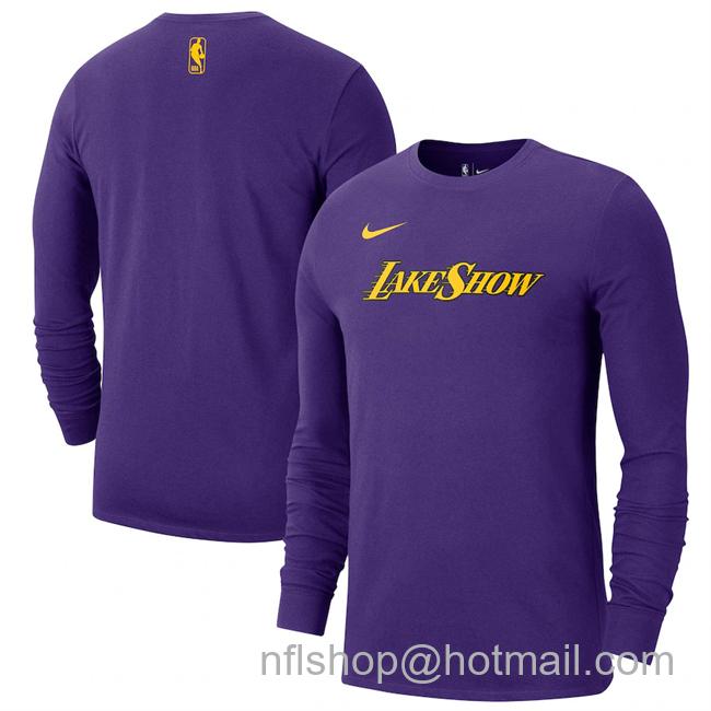 Men's Los Angeles Lakers Purple 2024-25 City Edition Essential Logo Long Sleeve T-Shirt