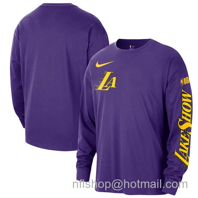 Men's Los Angeles Lakers Purple 2024-25 City Edition Courtside Max90 Heavyweight Long Sleeve T-Shirt