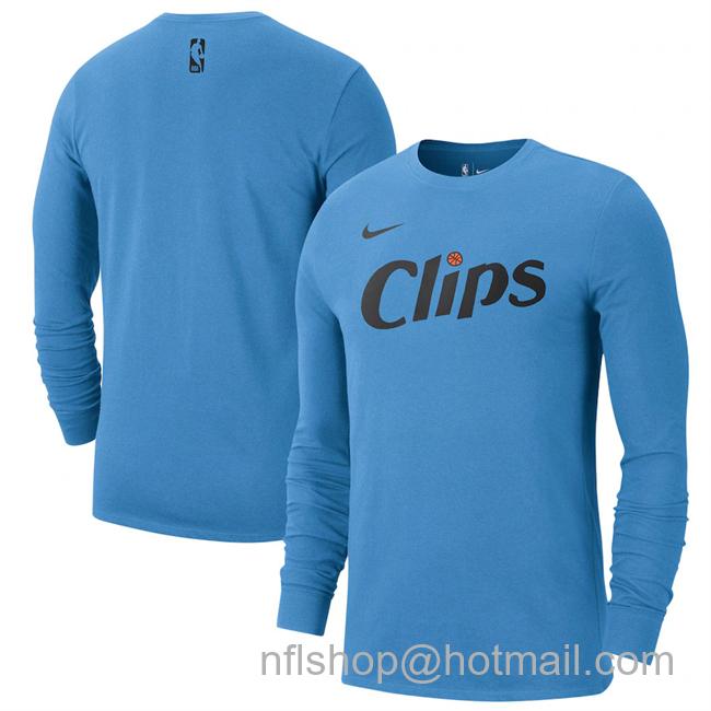 Men's Los Angeles Clippers Blue 2024-25 City Edition Essential Logo Long Sleeve T-Shirt