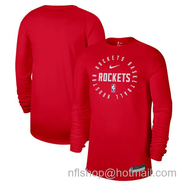 Men's Houston Rockets Red 2024-25 Legend On-Court Practice Long Sleeve T-Shirt