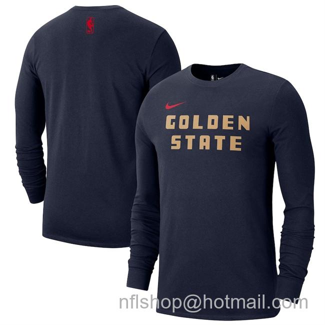 Men's Golden State Warriors Navy 2024-25 City Edition Essential Logo Long Sleeve T-Shirt