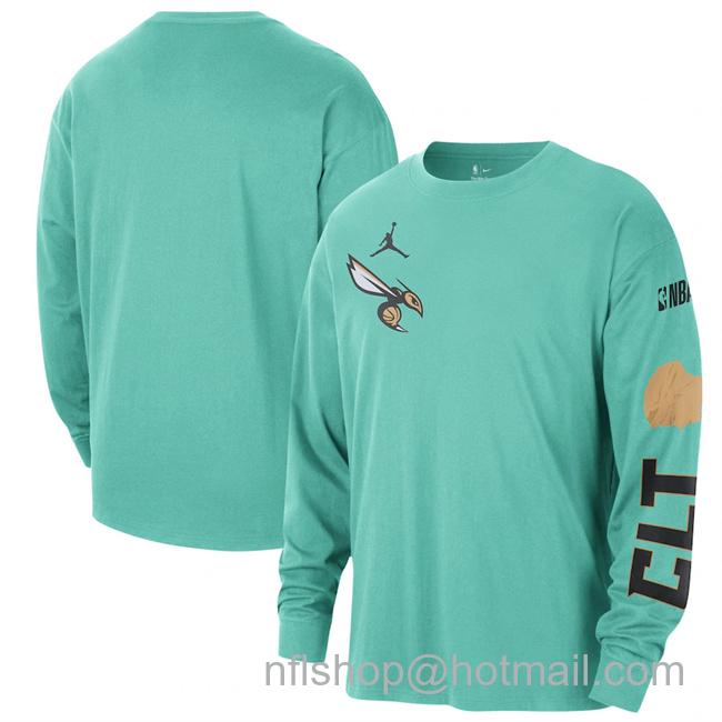 Men's Charlotte Hornets Mint 2024-25 City Edition Courtside Max90 Heavyweight Long Sleeve T-Shirt