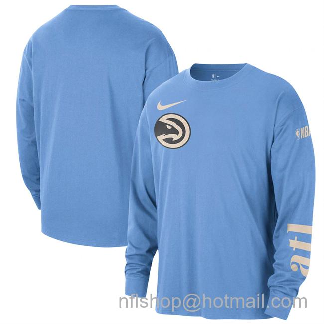 Men's Atlanta Hawks Light Blue 2024-25 City Edition Courtside Max90 Heavyweight Long Sleeve T-Shirt