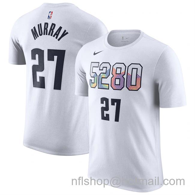 Men's Denver Nuggets #27 Jamal Murray White 2024-25 City Edition Name & Number T-Shirt