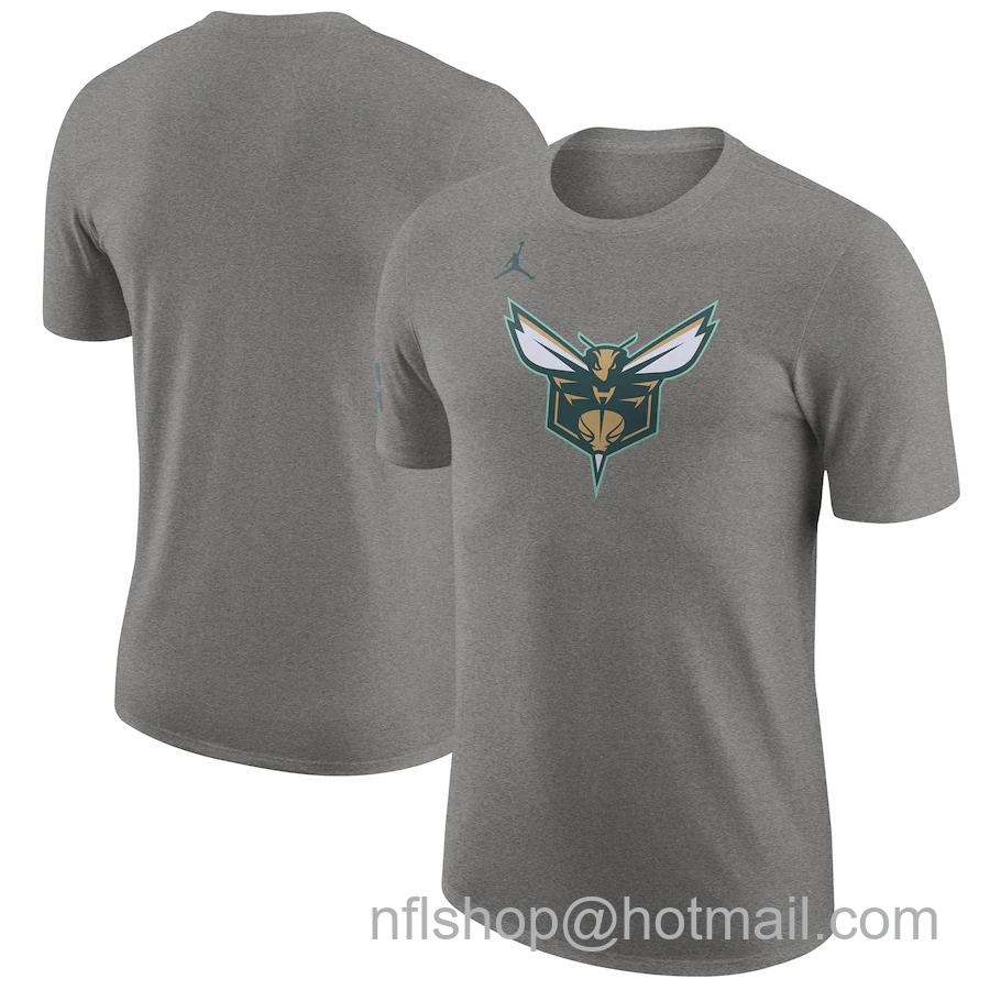 Men's Charlotte Hornets Grey 2024-25 City Edition Essential Logo T-Shirt