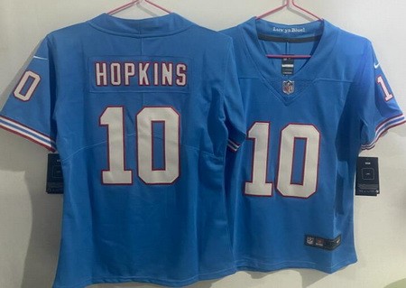 Women's Tennessee Titans #10 DeAndre Hopkins Limited Light Blue Throwback Vapor Jersey