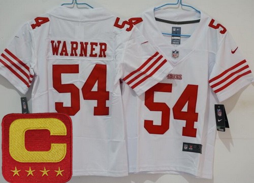 Women's San Francisco 49ers #54 Fred Warner Limited White C Patch Vapor Jersey