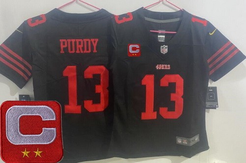 Women's San Francisco 49ers #13 Brock Purdy Limited Black 2024 C Patch Vapor Jersey