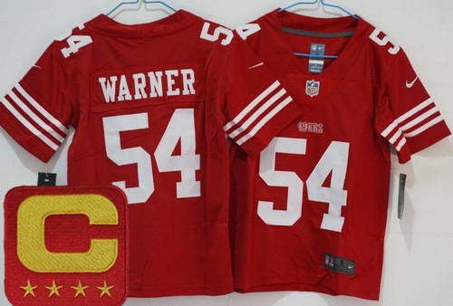 Women's San Francisco 49ers #54 Fred Warner Limited Red C Patch Vapor Jersey