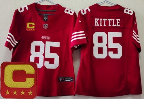 Women's San Francisco 49ers #85 George Kittle Limited Red C Patch FUSE Vapor Jersey