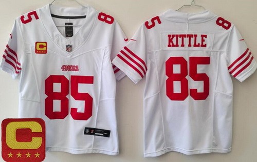 Women's San Francisco 49ers #85 George Kittle Limited White C Patch FUSE Vapor Jersey