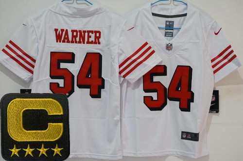 Women's San Francisco 49ers #54 Fred Warner Limited White Throwback C Patch Vapor Jersey