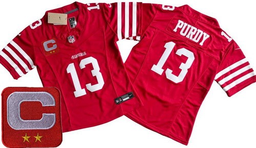 Women's San Francisco 49ers #13 Brock Purdy Limited Red 2024 C Patch FUSE Vapor Jersey