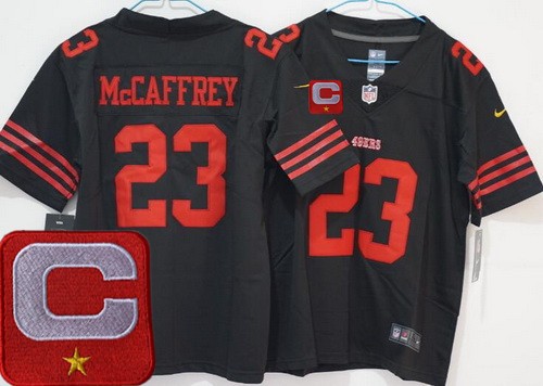 Women's San Francisco 49ers #23 Christian McCaffrey Limited Black C Patch Vapor Jersey