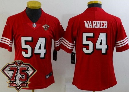 Women's San Francisco 49ers #54 Fred Warner Limited Red 75th Anniversary Alternate Vapor Jersey