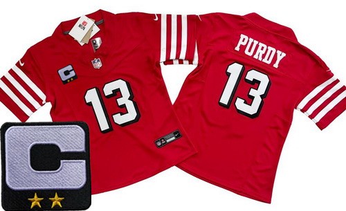 Women's San Francisco 49ers #13 Brock Purdy Limited Red Throwback 2024 C Patch FUSE Vapor Jersey