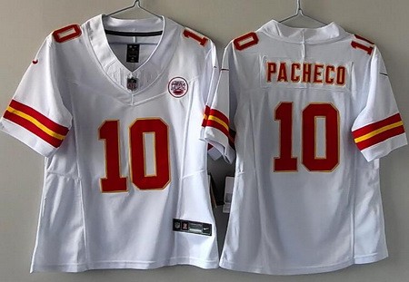 Women's Kansas City Chiefs #10 Isiah Pacheco Limited White FUSE Vapor Jersey