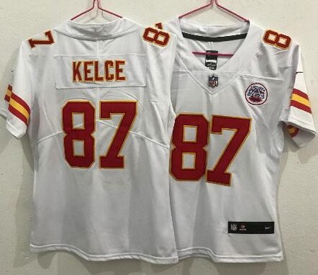 Women's Kansas City Chiefs #87 Travis Kelce Limited White Vapor Untouchable Jersey