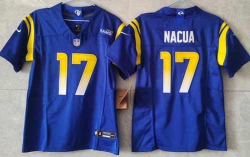 Women's Los Angeles Rams #17 Puka Nacua Limited Royal FUSE Vapor Jersey