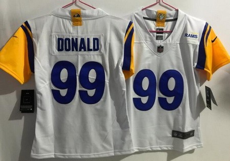 Women's Los Angeles Rams #99 Aaron Donald Limited White Alternate Vapor Jersey