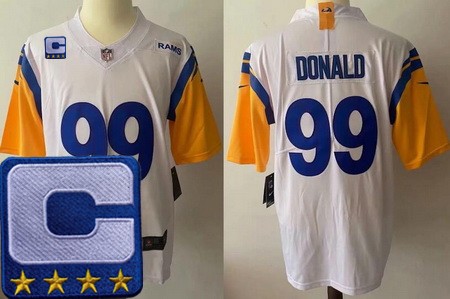 Women's Los Angeles Rams #99 Aaron Donald Limited White C Patch Alternate Vapor Jersey