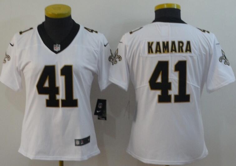 Women's New Orleans Saints #41 Alvin Kamara Limited White Vapor Untouchable Jersey