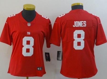 Women's New York Giants #8 Daniel Jones Limited Red Vapor Untouchable Jersey