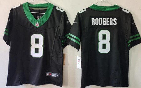 Women's New York Jets #8 Aaron Rodgers Limited Black FUSE Vapor Jersey