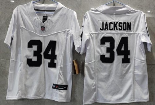 Women's Las Vegas Raiders #34 Bo Jackson Limited White FUSE Vapor Jersey