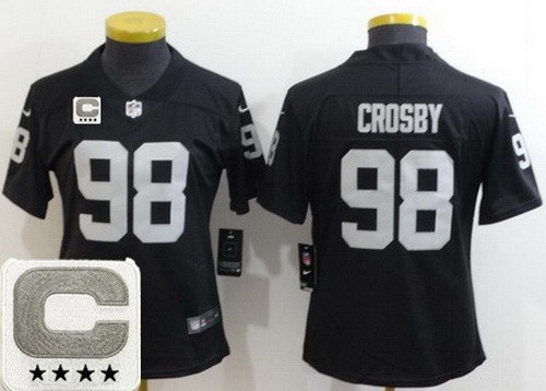 Women's Las Vegas Raiders #98 Maxx Crosby Limited Black C Patch Vapor Jersey