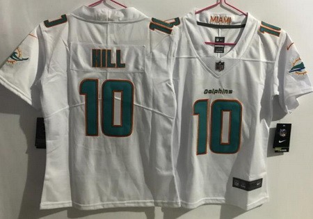 Women's Miami Dolphins #10 Tyreek Hill Limited White Vapor Jersey