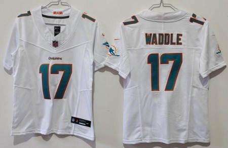 Women's Miami Dolphins #17 Jaylen Waddle Limited White FUSE Vapor Jersey