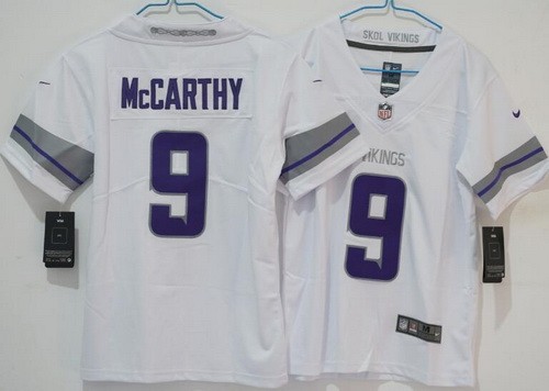 Women's Minnesota Vikings #9 JJ McCarthy Limited White Alternate Vapor Jersey