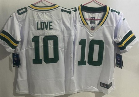 Women's Green Bay Packers #10 Jordan Love Limited White Vapor Jersey