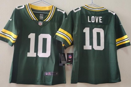 Women's Green Bay Packers #10 Jordan Love Limited Green Vapor Jersey