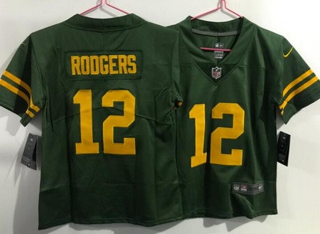 Women's Green Bay Packers #12 Aaron Rodgers Limited Green Alternate Vapor Jersey