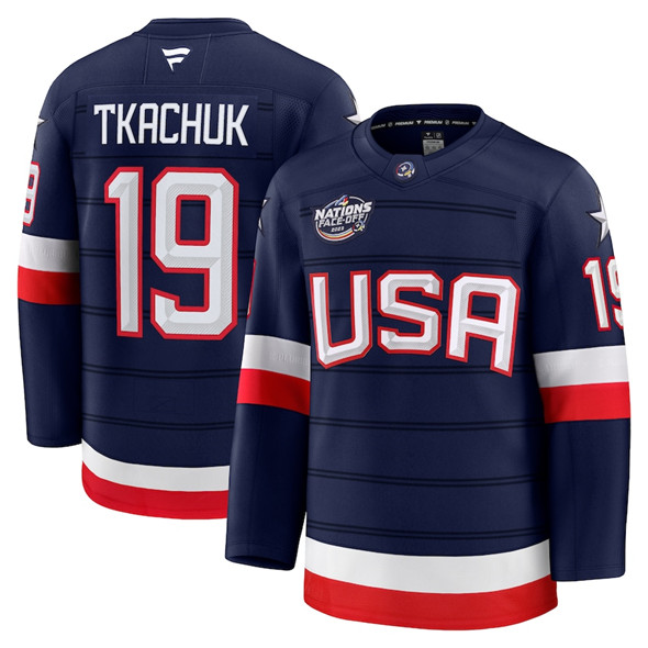 Custom USA Navy 2025 4 Nations Face-Off Stitched Jersey